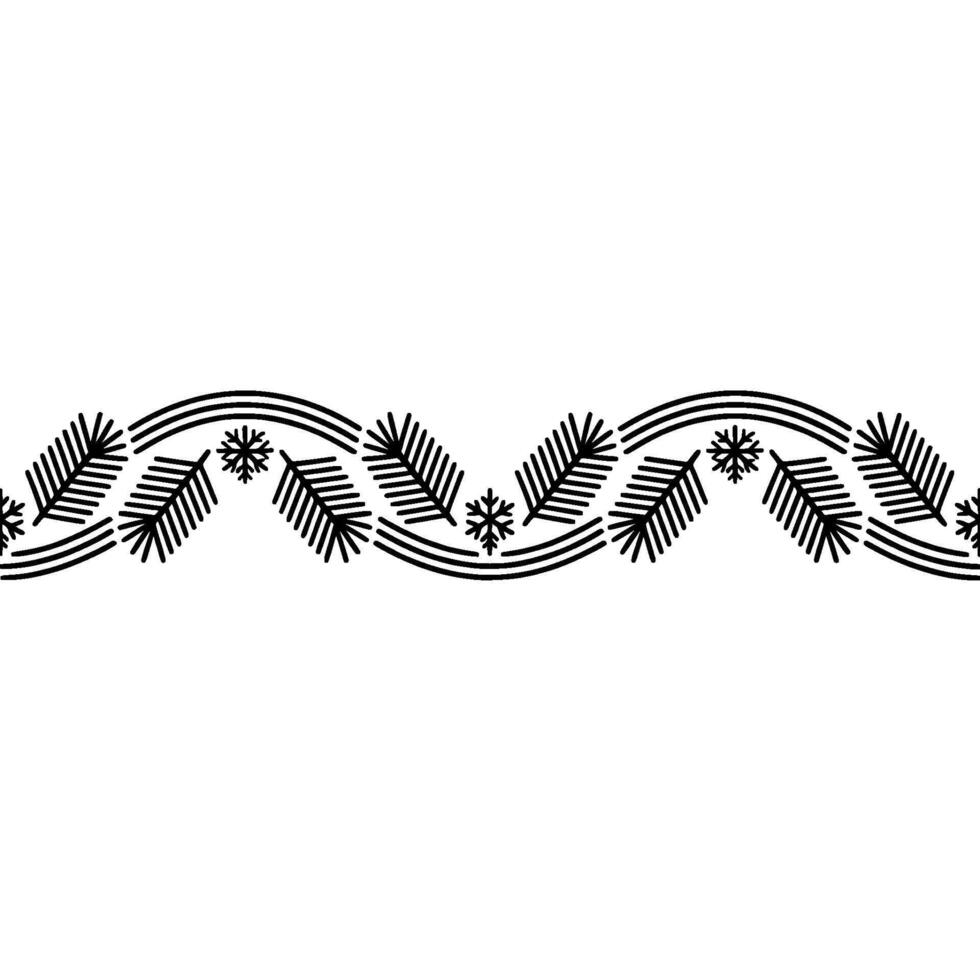 Minimalist Christmas Border Pine Branches Snowflakes vector