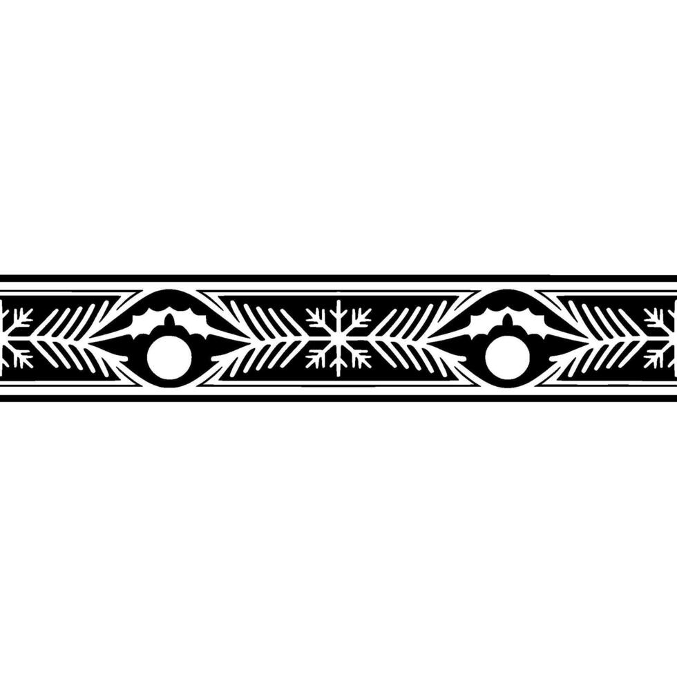Elegant Black White Christmas Border with Ornaments Snowflakes vector