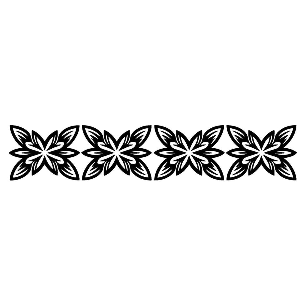 Floral Border, Black Outline, Repeating Pattern, Element vector