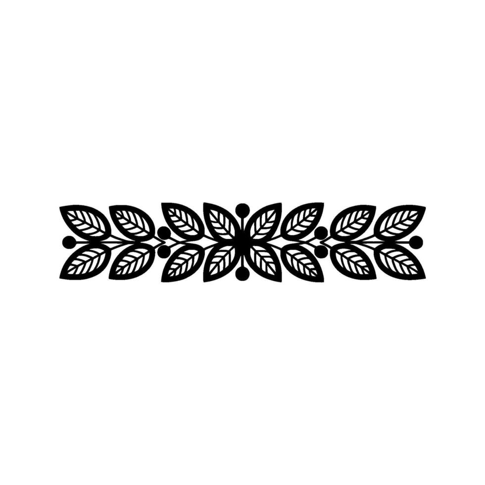 Elegant Black Floral Border Ornament on White Background - Floral border vector