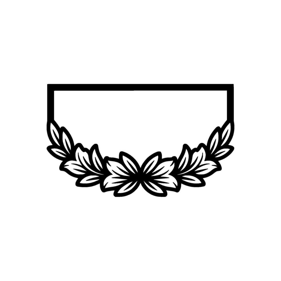 Floral Frame Silhouette, Black and White, Minimalist vector