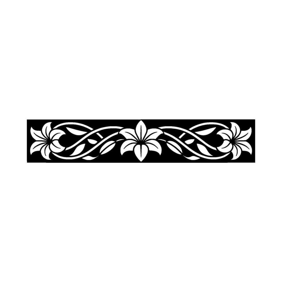 Elegant Floral Border Black and White Pattern For Decorative Elements vector