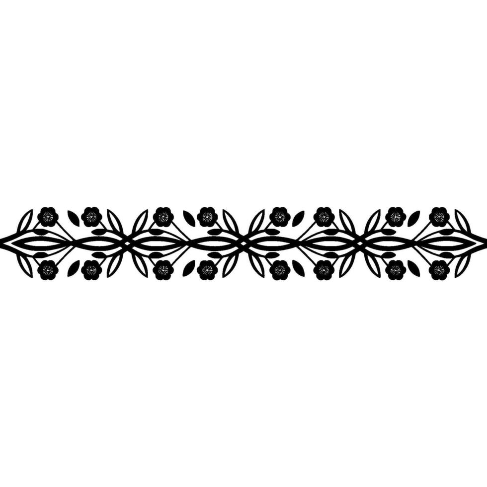 Minimalist Floral Border Element in Black and White vector