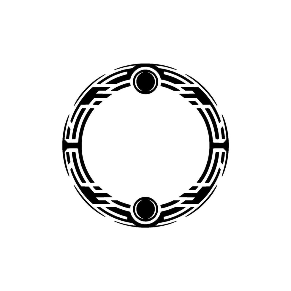 Geometric Circle Frame, Black and White, Minimalist, Ornamental vector
