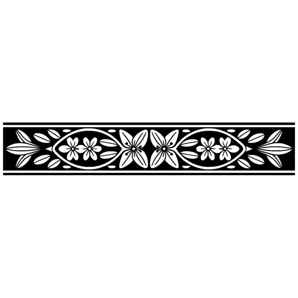 Elegant Floral Border in Black and White, Decorative Element - Flower vector
