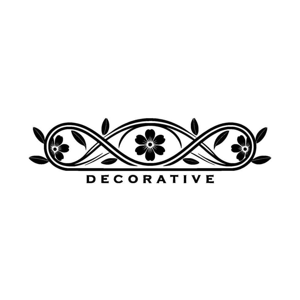 Elegant Floral Ornament in Black and White Decorative Element vector