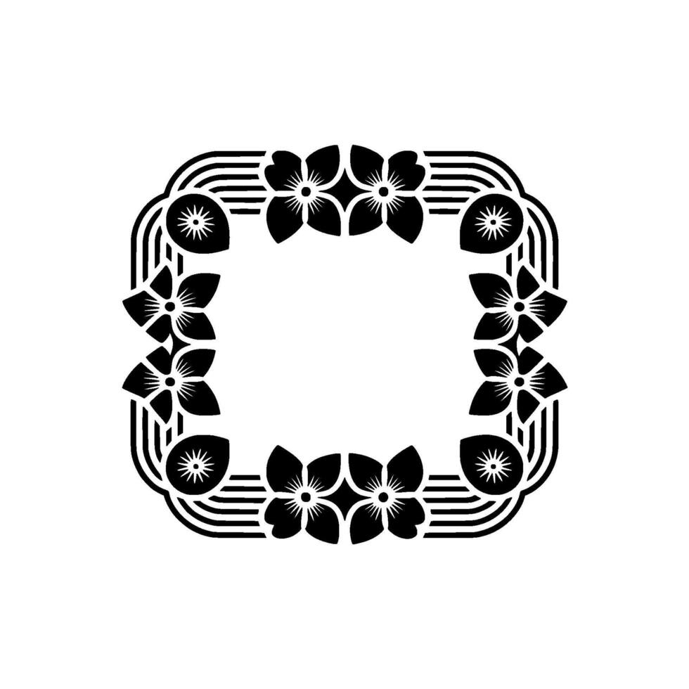 Elegant Floral Frame, Minimalist Black White For Invitations and Greetings vector