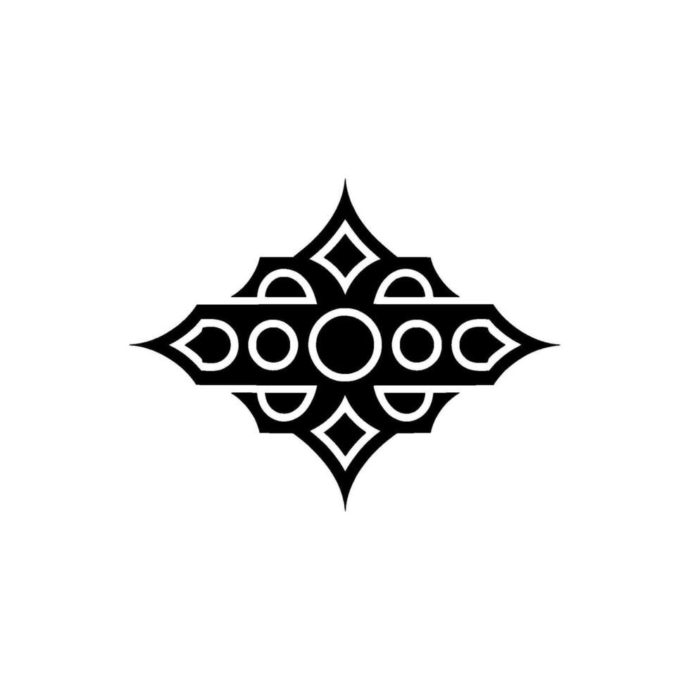 Geometric Ornament Illustration, Black White Element vector