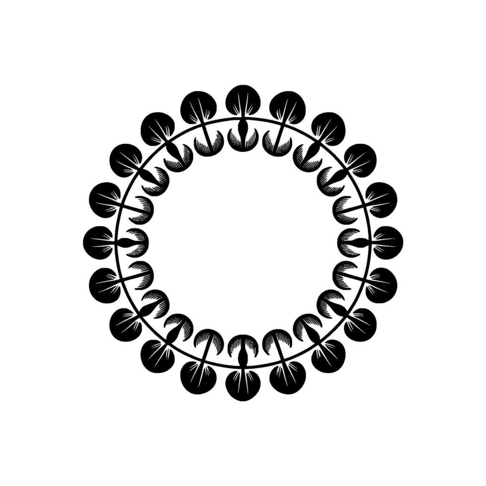 Minimalist Floral Circle Black White Botanical Element For Branding vector