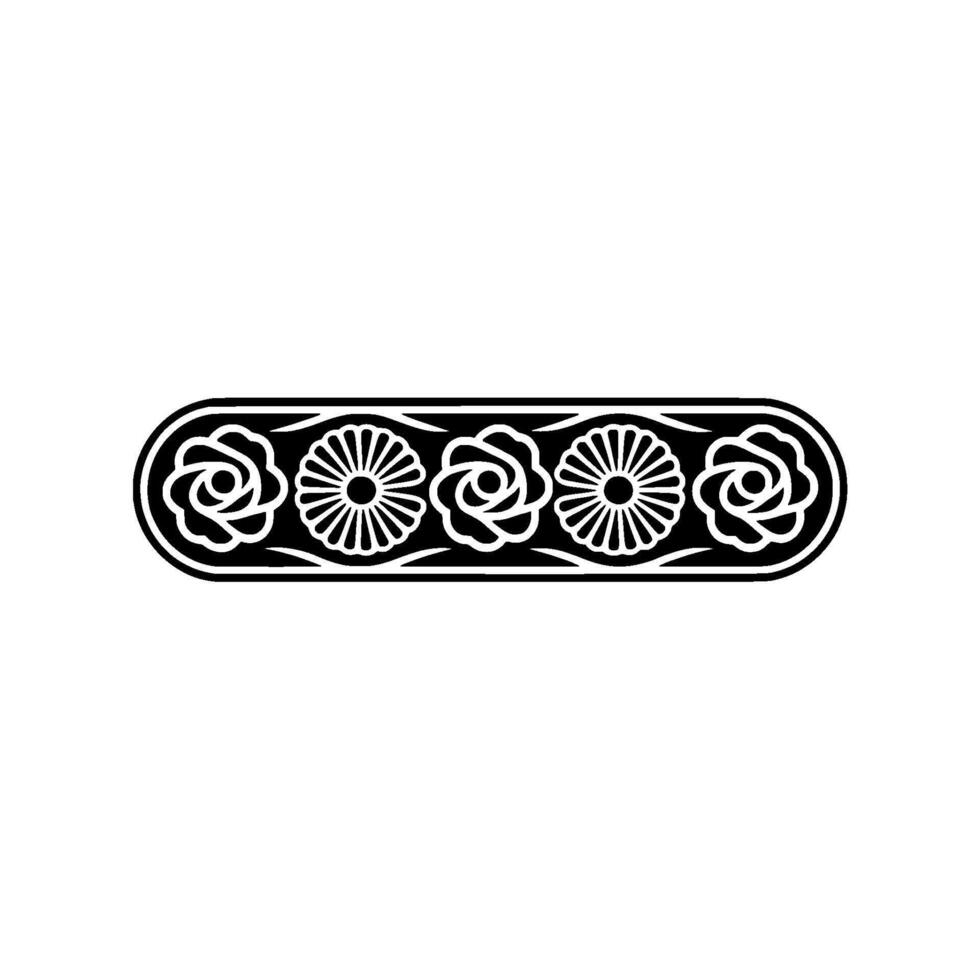 Minimalist Floral Ornament in Black and White - Border vector