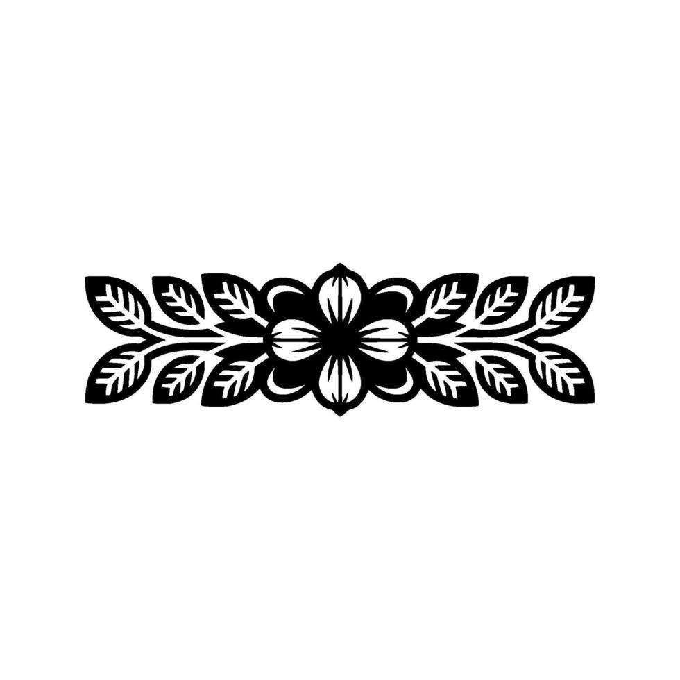 Elegant Black Floral Border Element on White Background - Flower vector