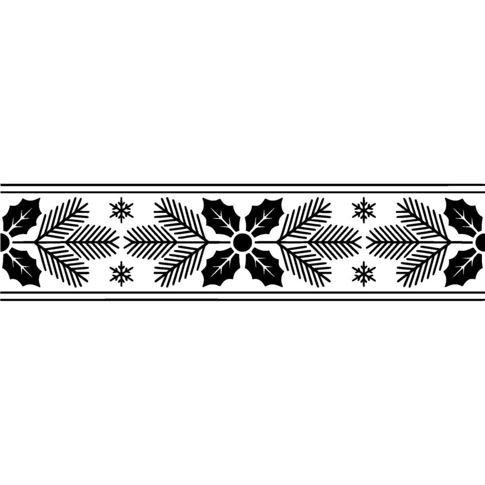 Minimalist Christmas Border Holly, Spruce, Snowflakes on White vector
