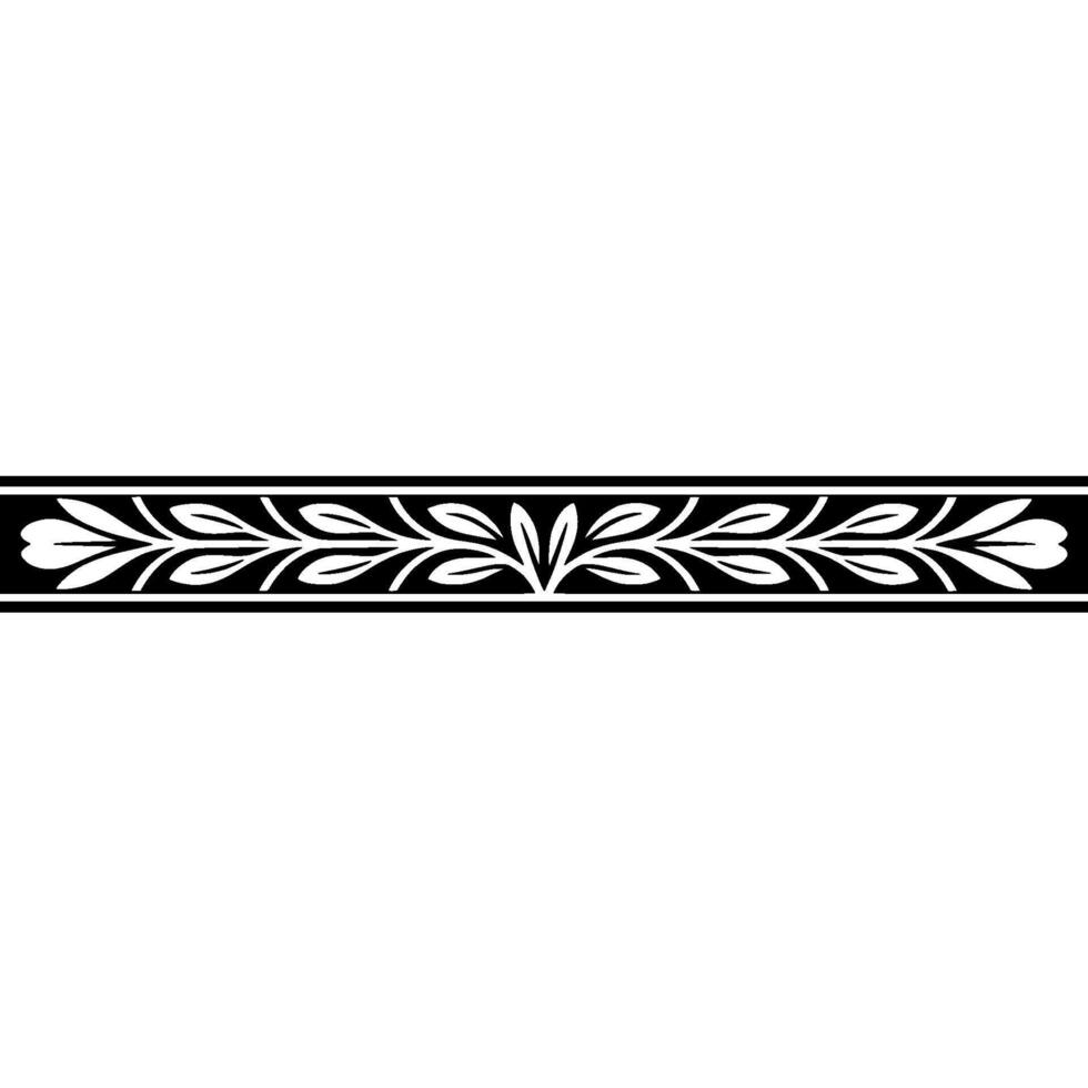 Elegant Floral Border in Black and White on Clean Background vector