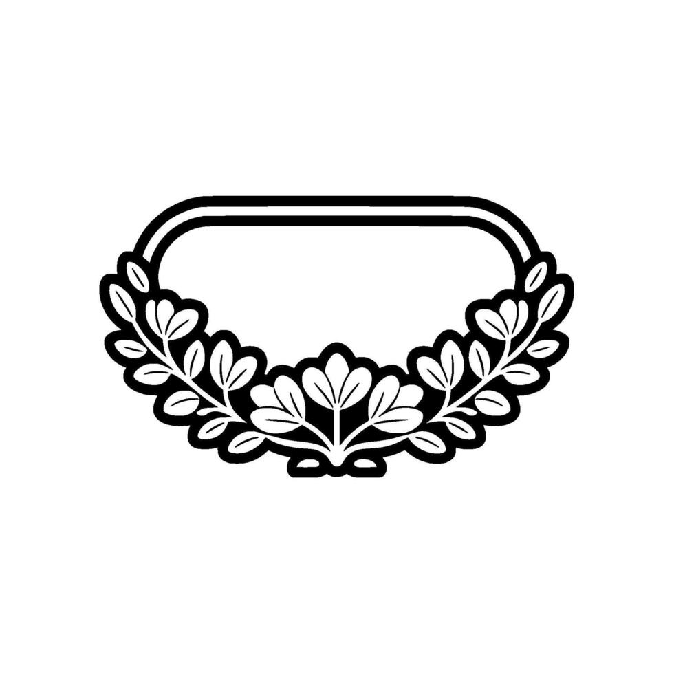 Elegant Black White Floral Wreath Frame, Simple vector