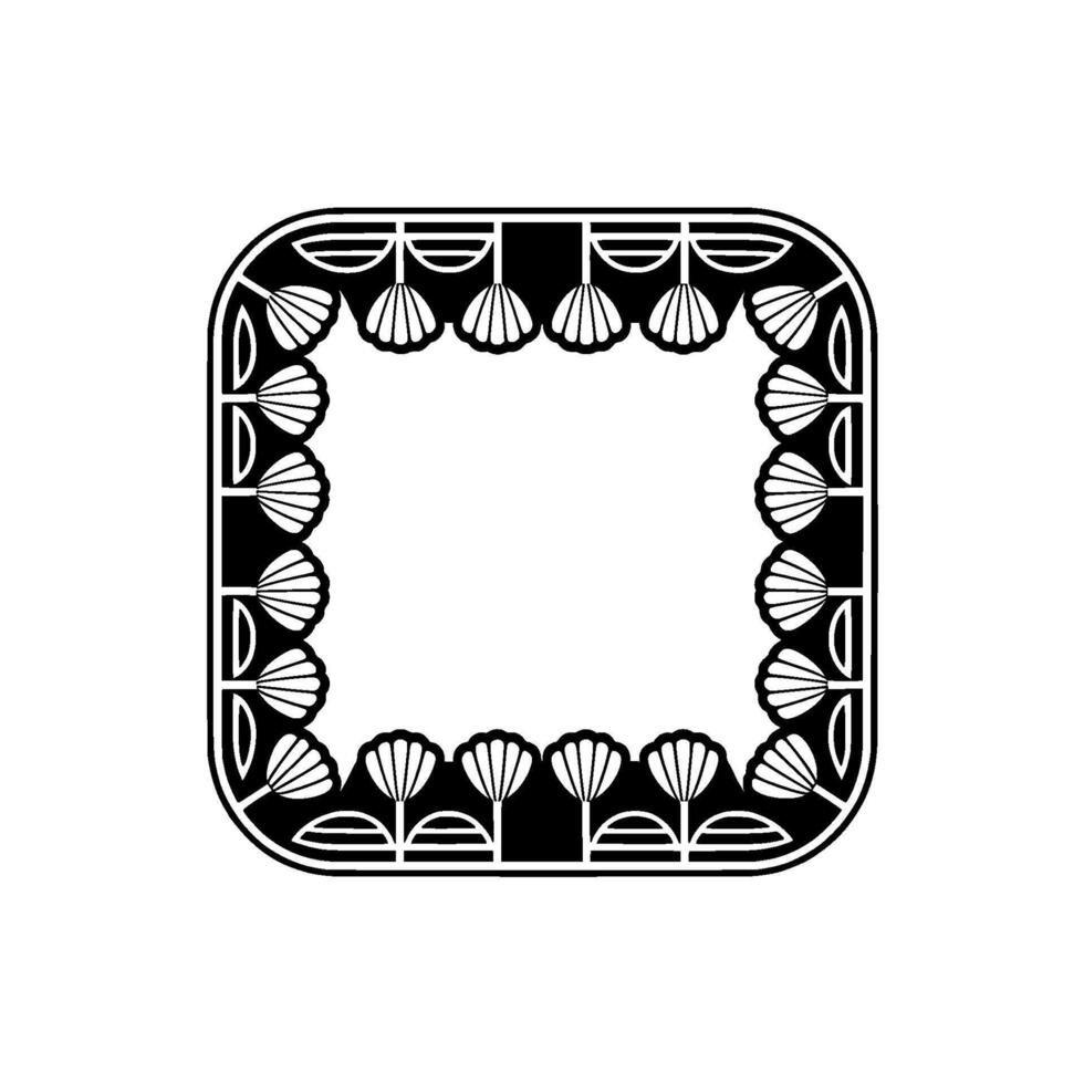 Art Deco Floral Frame, Elegant Black and White vector
