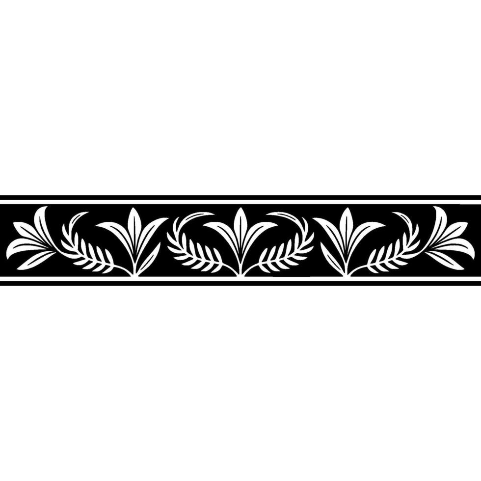 Elegant Black and White Floral Border Element - Monochrome vector