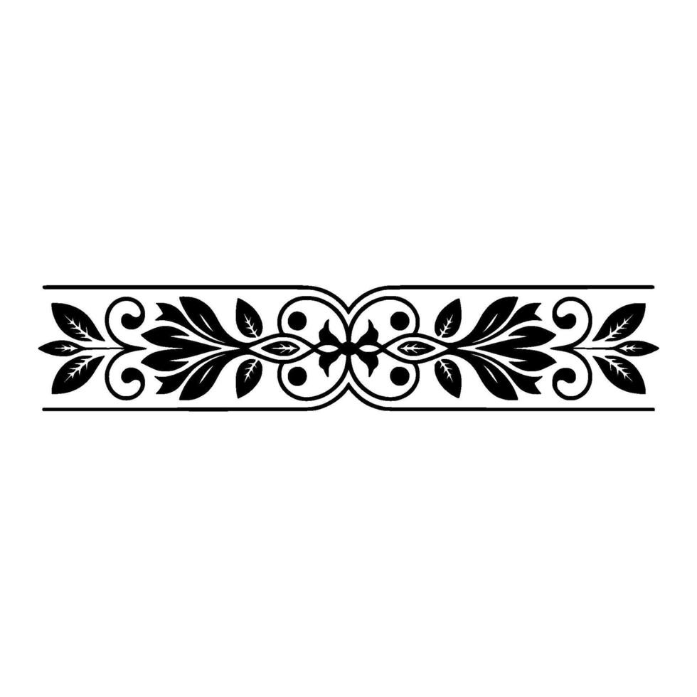 Elegant Black Floral Border on White Background - Decorative, Leaves vector