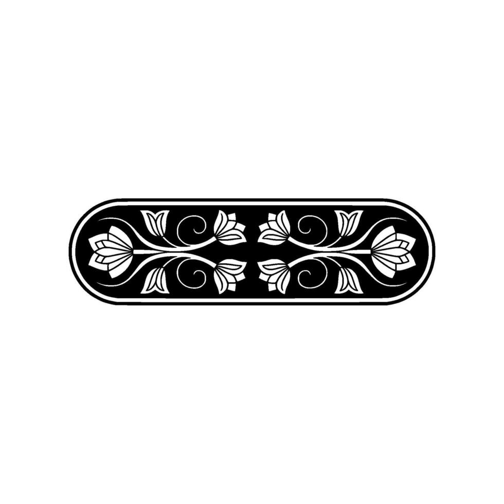 Elegant Floral Border in Black and White - Swirls vector
