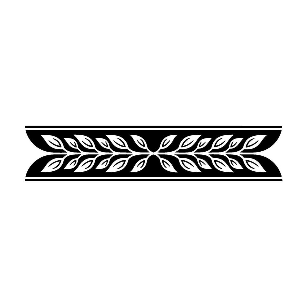 Elegant Black and White Leaf Border on White Background - Element vector
