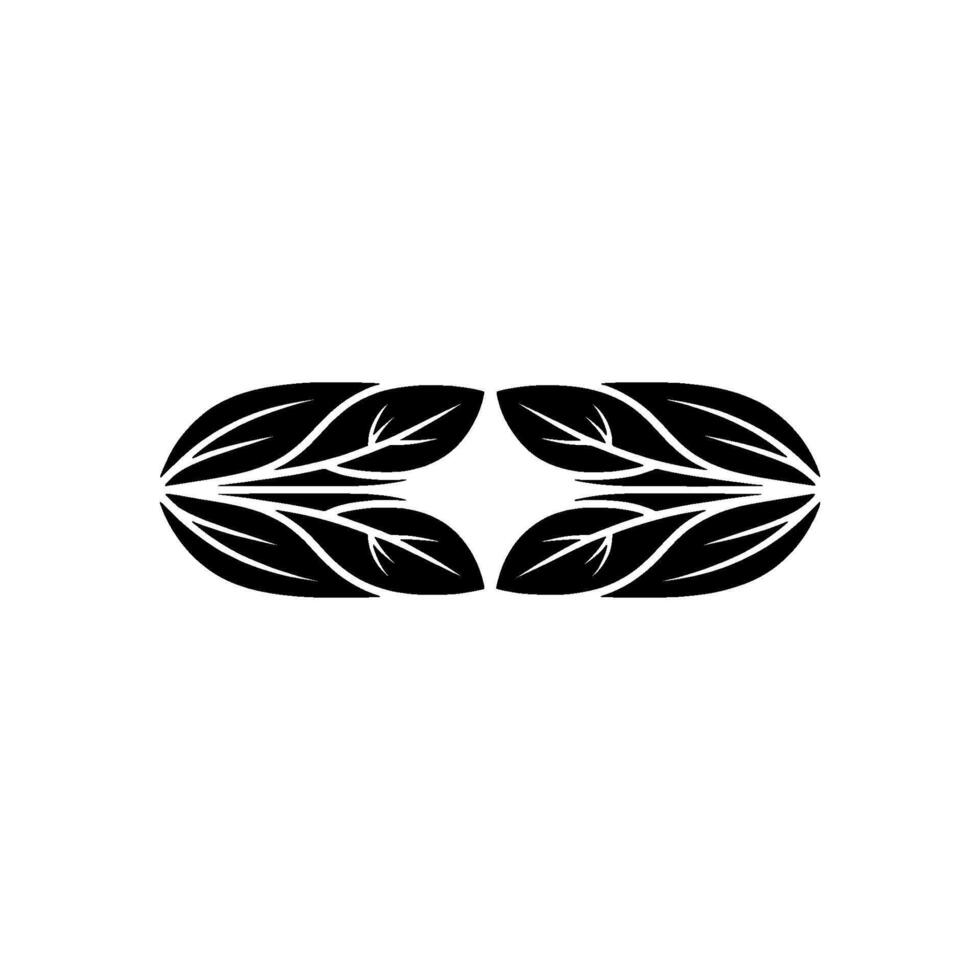 Symmetrical Leaf Silhouette, Minimalist vector