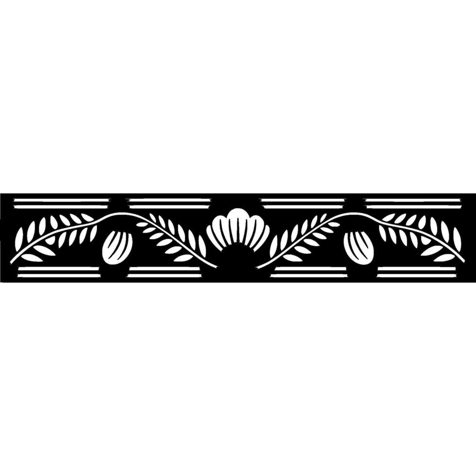 Elegant Floral Border in Silver and Black - Elegance vector