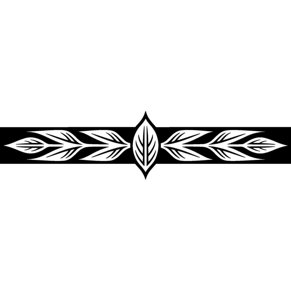 Elegant Black White Leaf Motif Border - Leaves vector