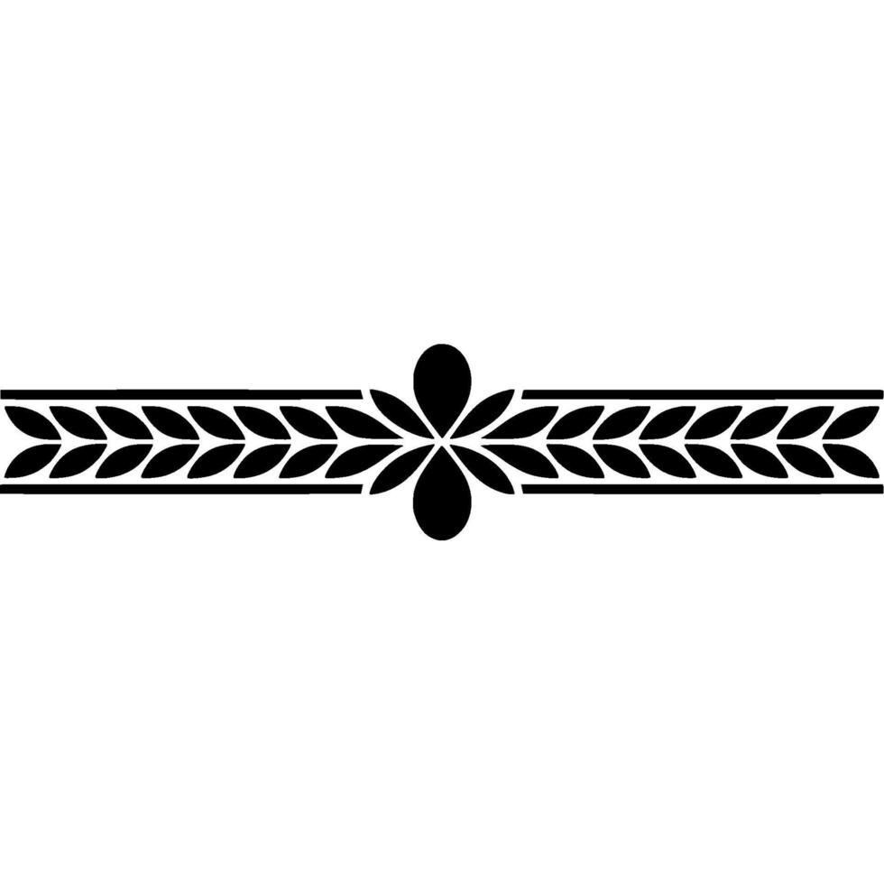 Elegant Black White Floral Border Element, Minimalist Style - Symmetrical vector