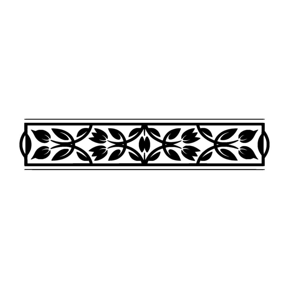 Elegant Floral Border in Black and White - Flourish border vector