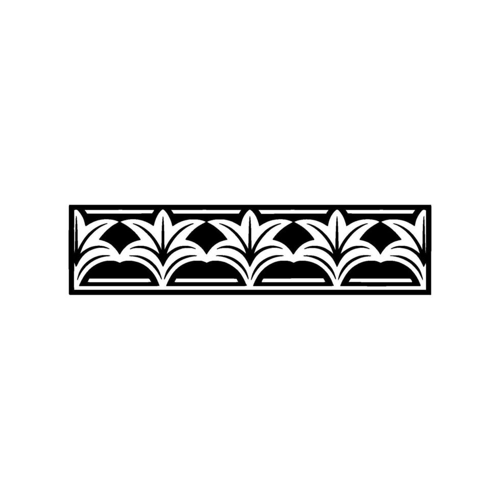 Black and White Ornamental Border, Geometric Foliage vector