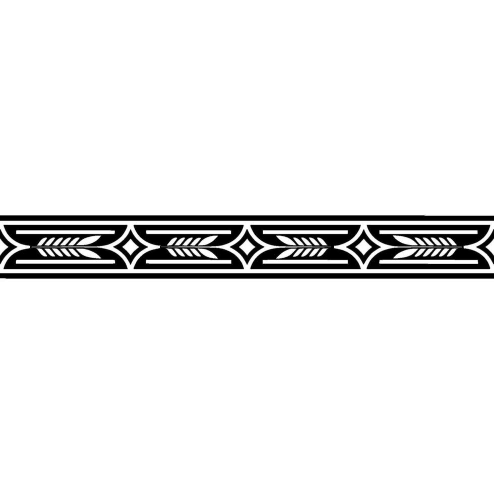 Geometric Black Ornament Border on White Background - Decorative vector