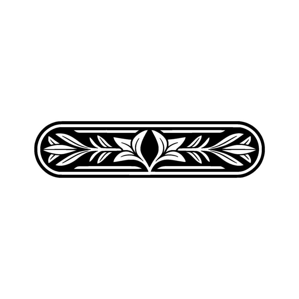 Elegant Black White Floral Border - Line art vector