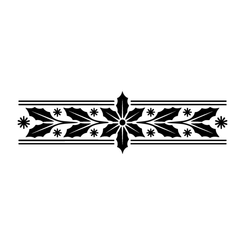 Elegant Black and White Christmas Holly Border - Ornament vector
