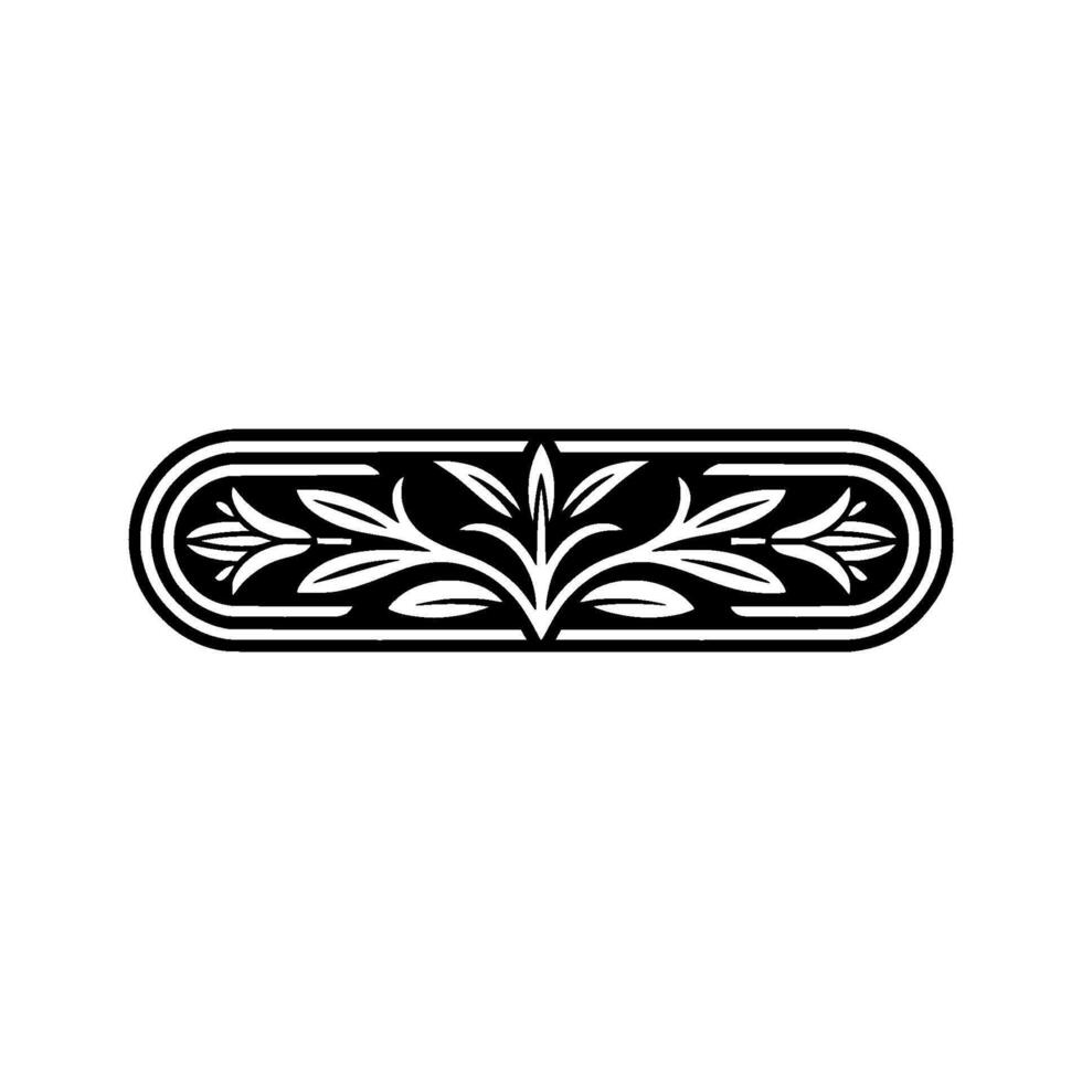 Elegant Floral Border Monochrome Decorative Element - Illustration vector