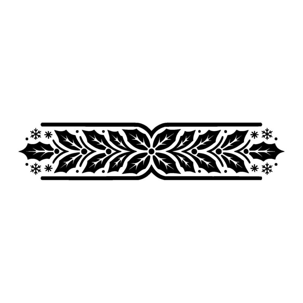 Elegant Christmas Border with Holly and Snowflakes - Leaves vector