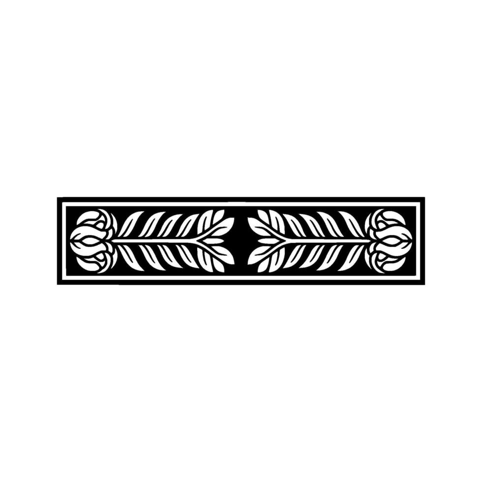 Floral Border Ornament, Black and White. vector