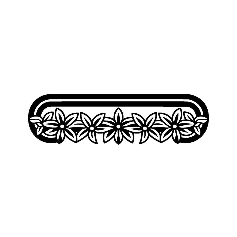 Floral Border Illustration Minimalist Black and White. vector