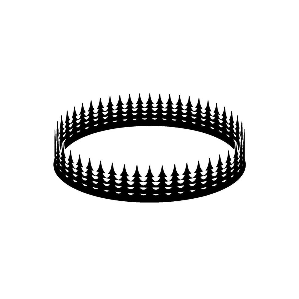 Circular Forest Silhouette on White Background Minimalist vector