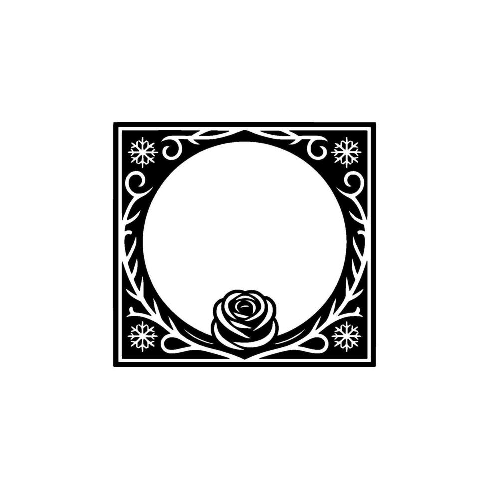 Elegant Black and White Rose Frame for Announcements vector