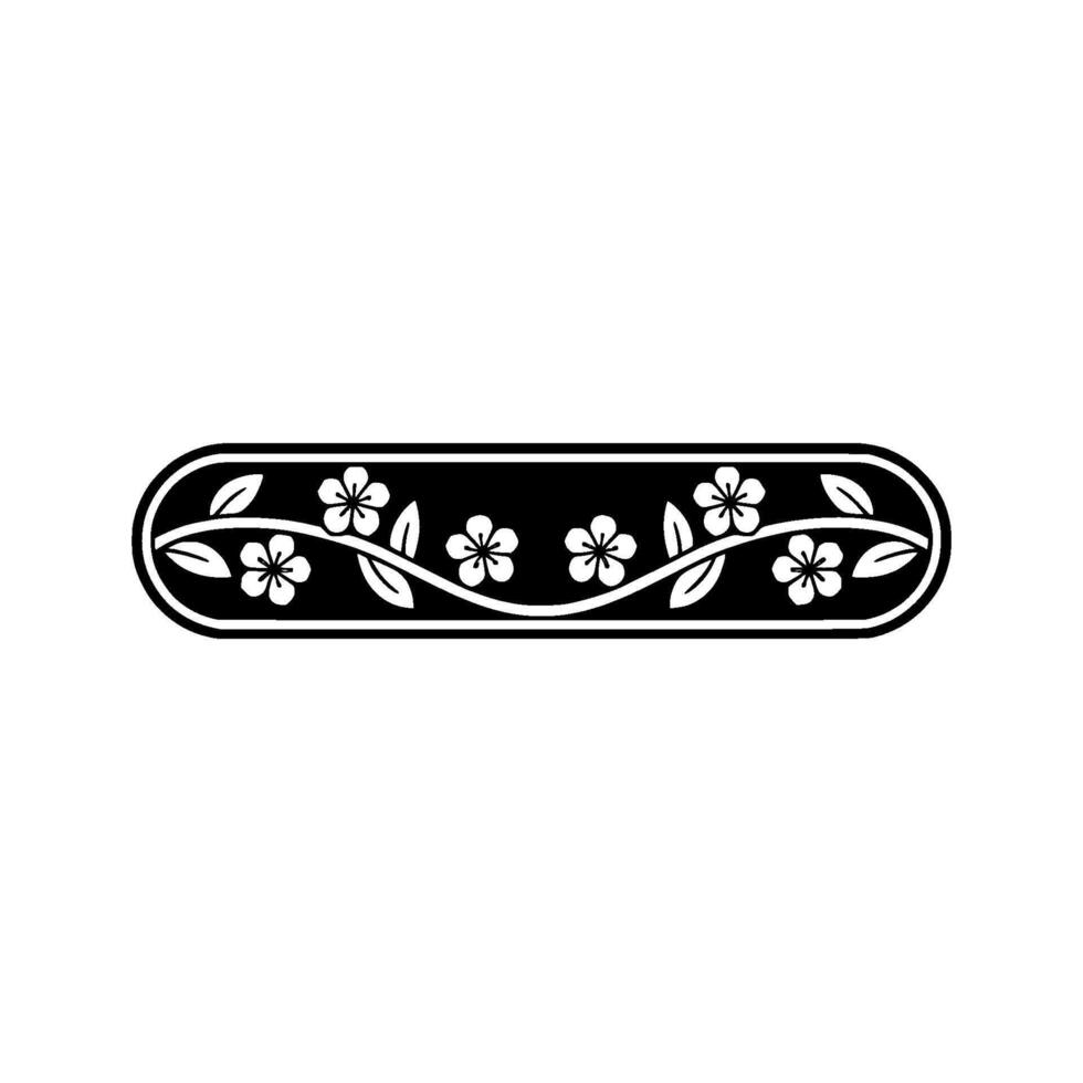 Minimalist Floral Border Black White Decorative Element - Ornament vector