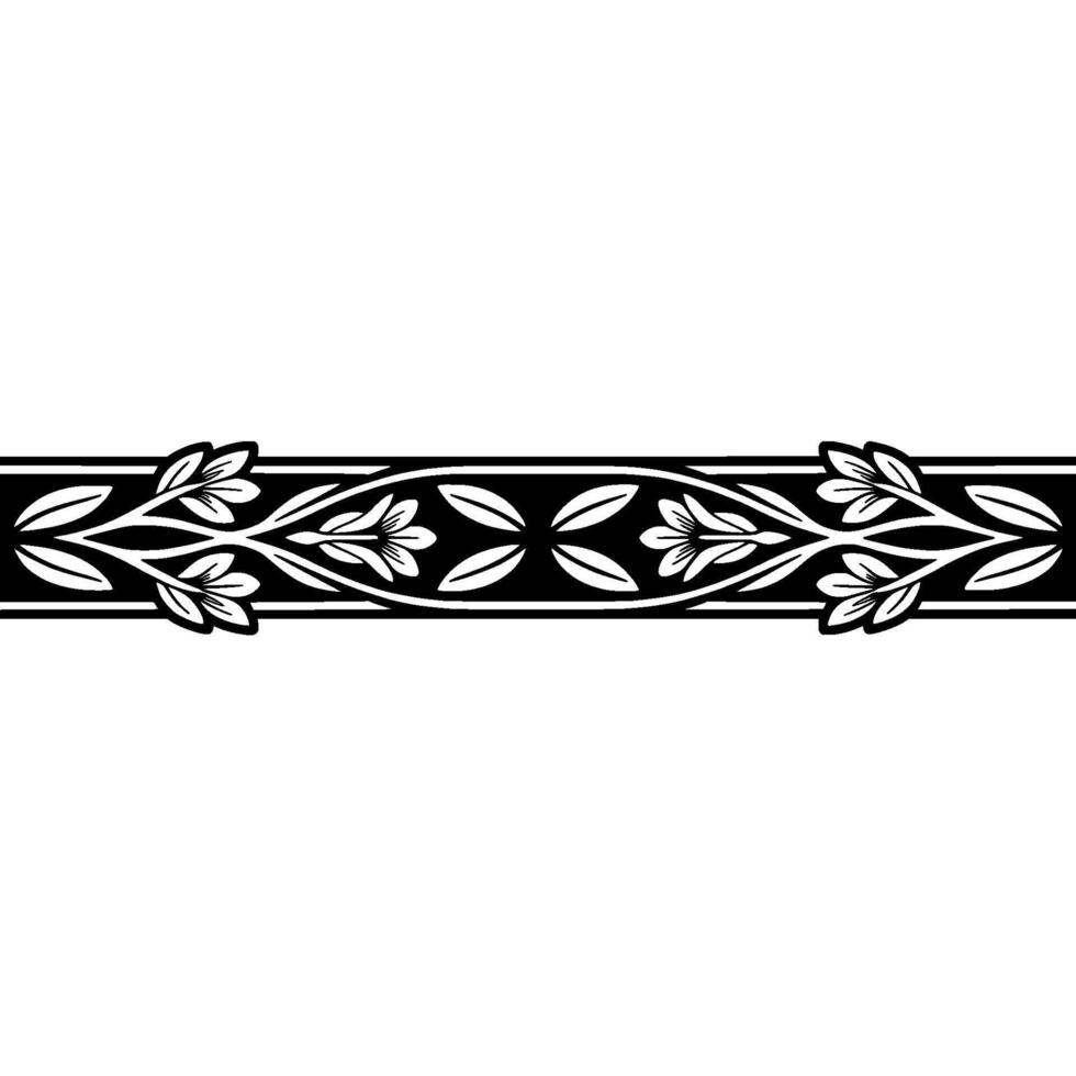 Elegant Floral Border, Monochrome, Decorative Element - Floral border vector