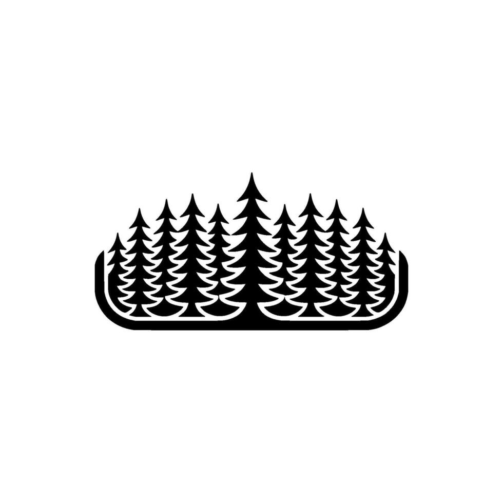 Stylized Black Forest Silhouette on White Background, Minimalist vector