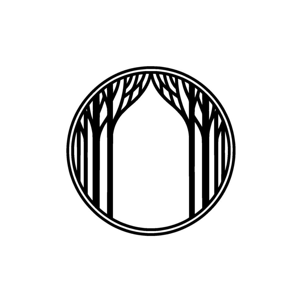 Minimalist Forest Silhouette in Circle vector