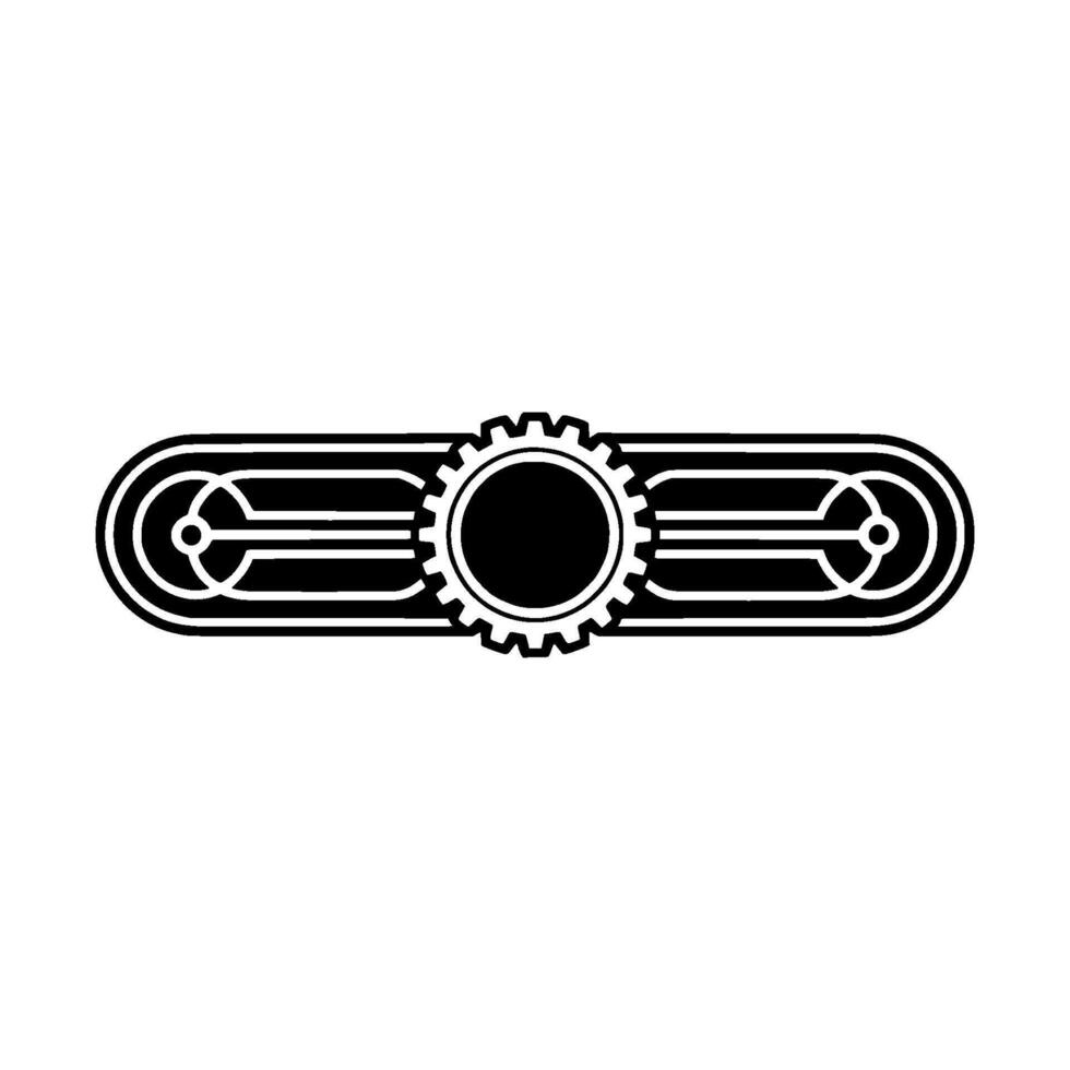 Art Deco Gear Element Sleek, Minimalist Black White vector