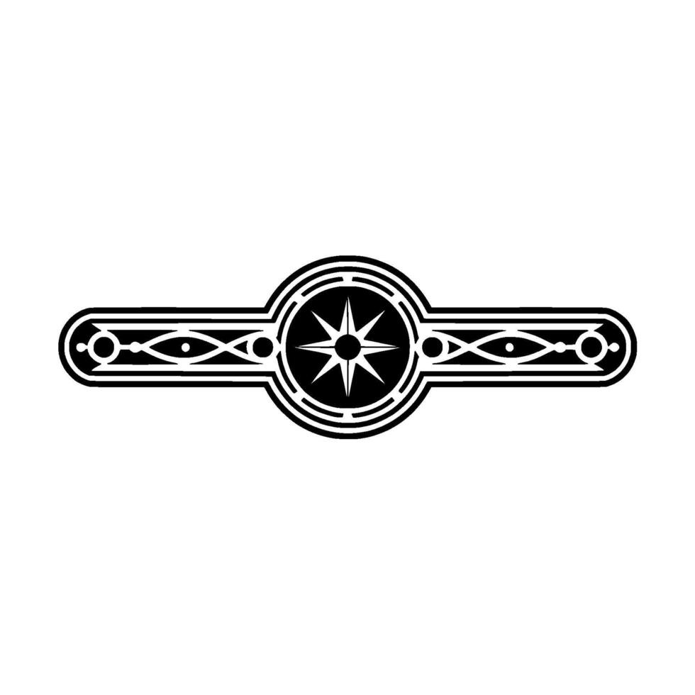 Geometric Starburst Emblem Black and White Decorative Ornament vector