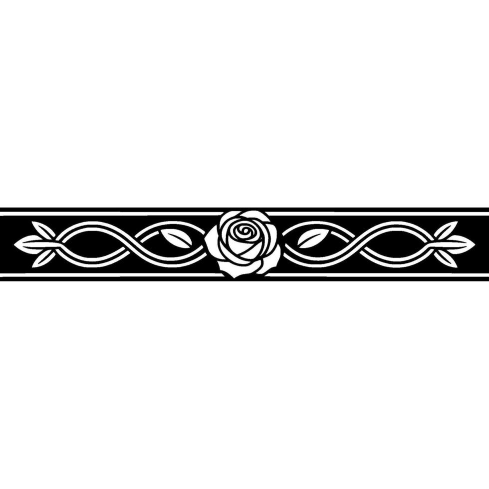 Elegant Floral Border Black and White Rose - Ornament vector