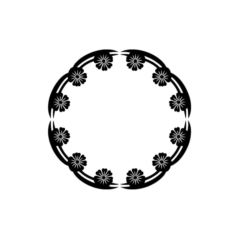 Elegant Black Floral Wreath on Neutral Background - Frame vector