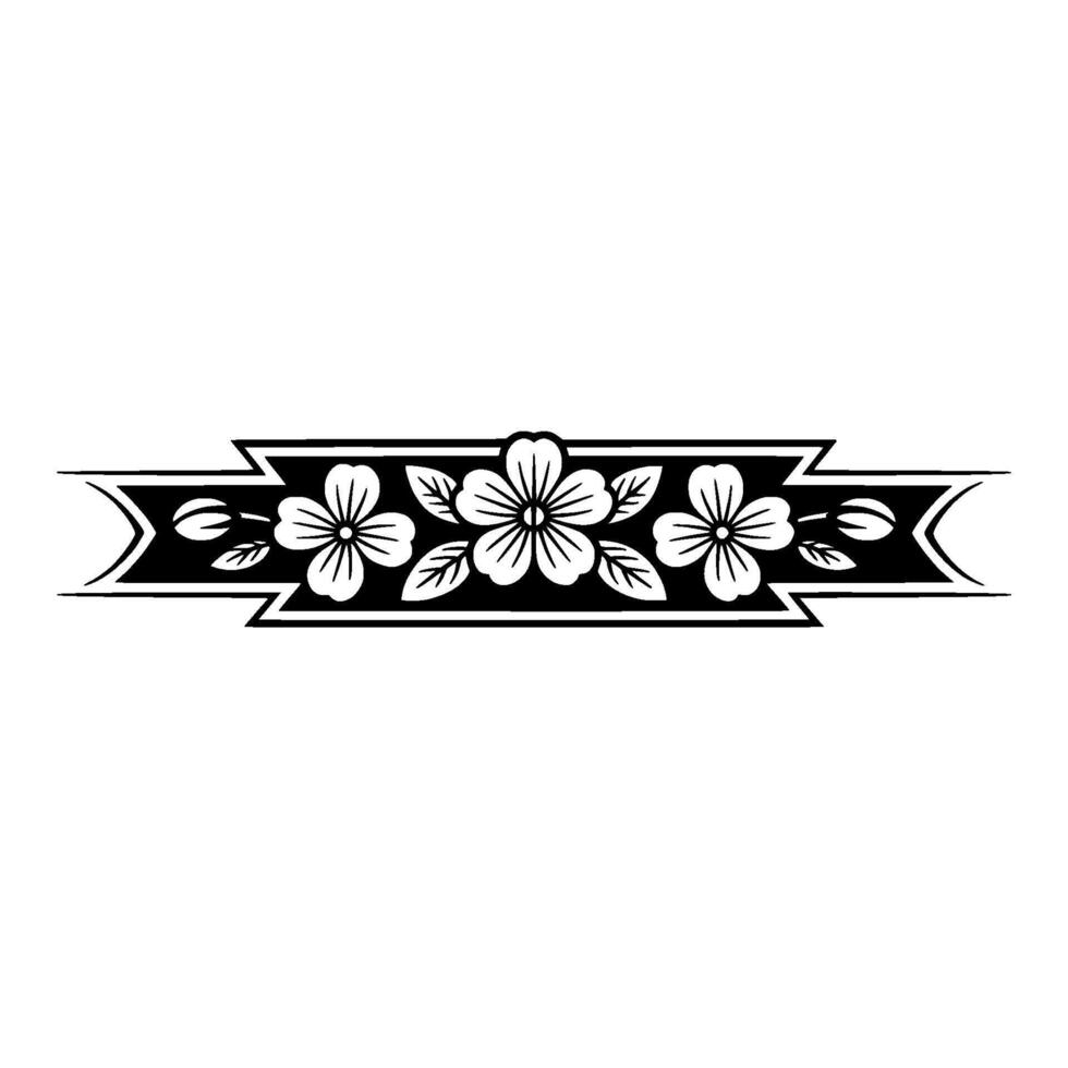 Elegant Floral Banner Black White Decorative Element - Blossoms vector