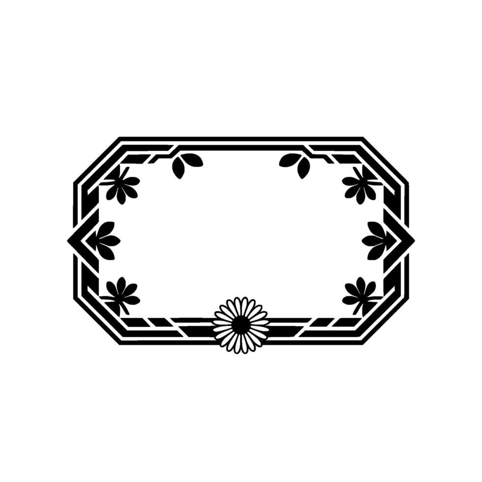 Elegant Floral Frame Black White Decorative for Invitations Labels vector