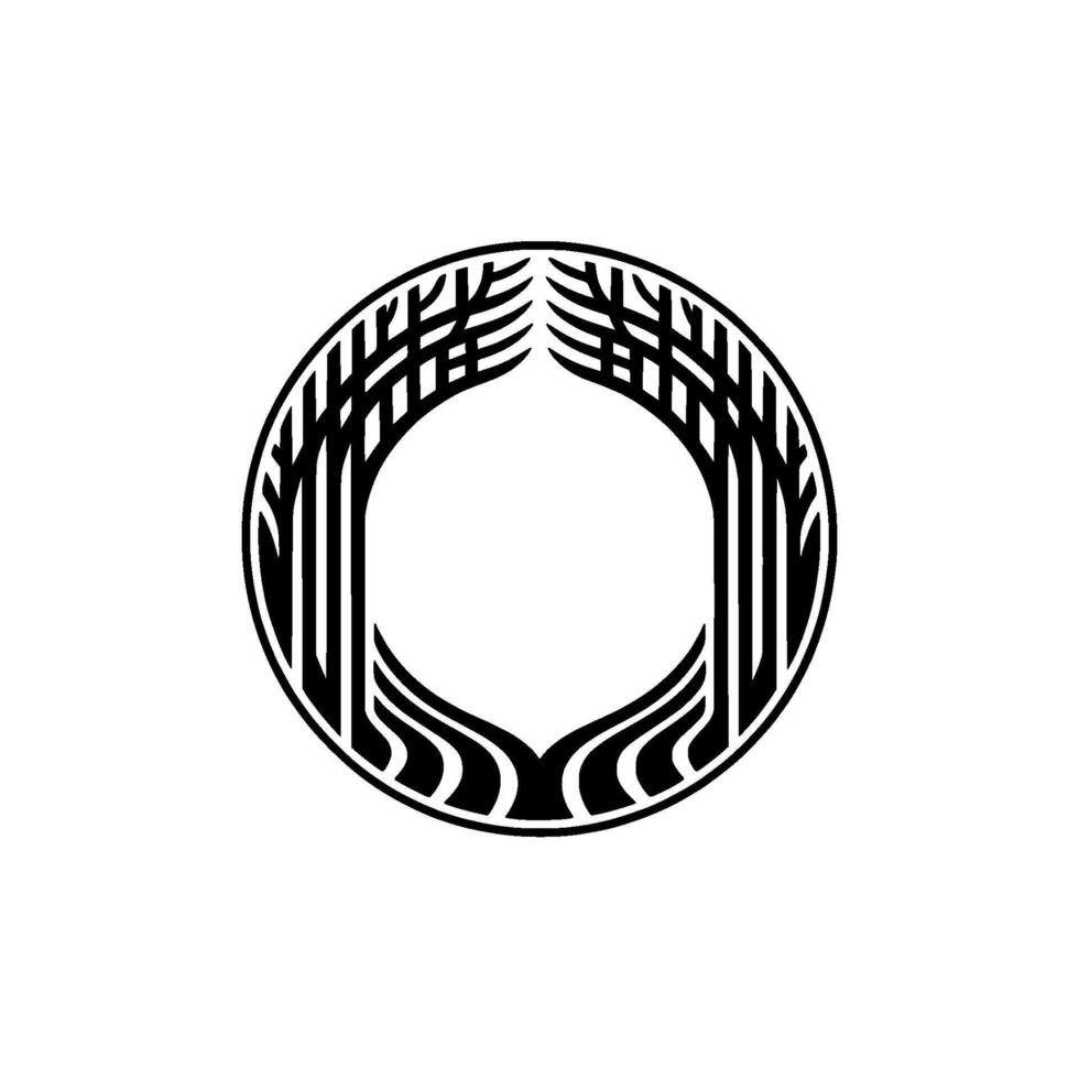 Modern Minimalist Tree Black White Circular vector