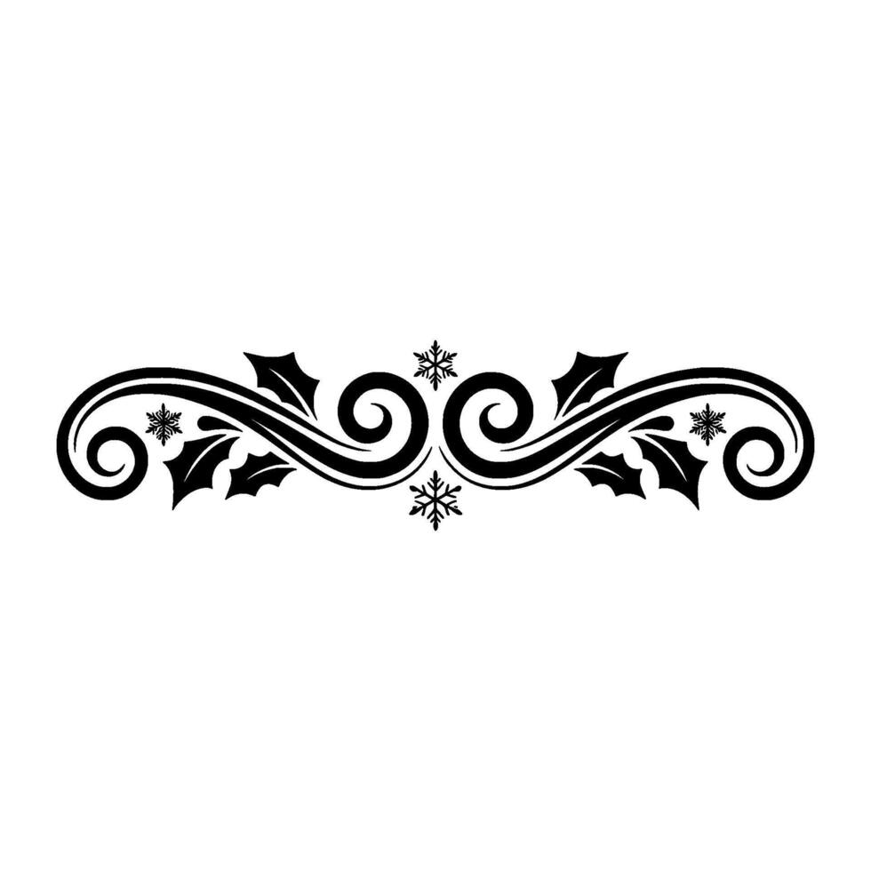 Festive Black and White Christmas Border - Holly vector